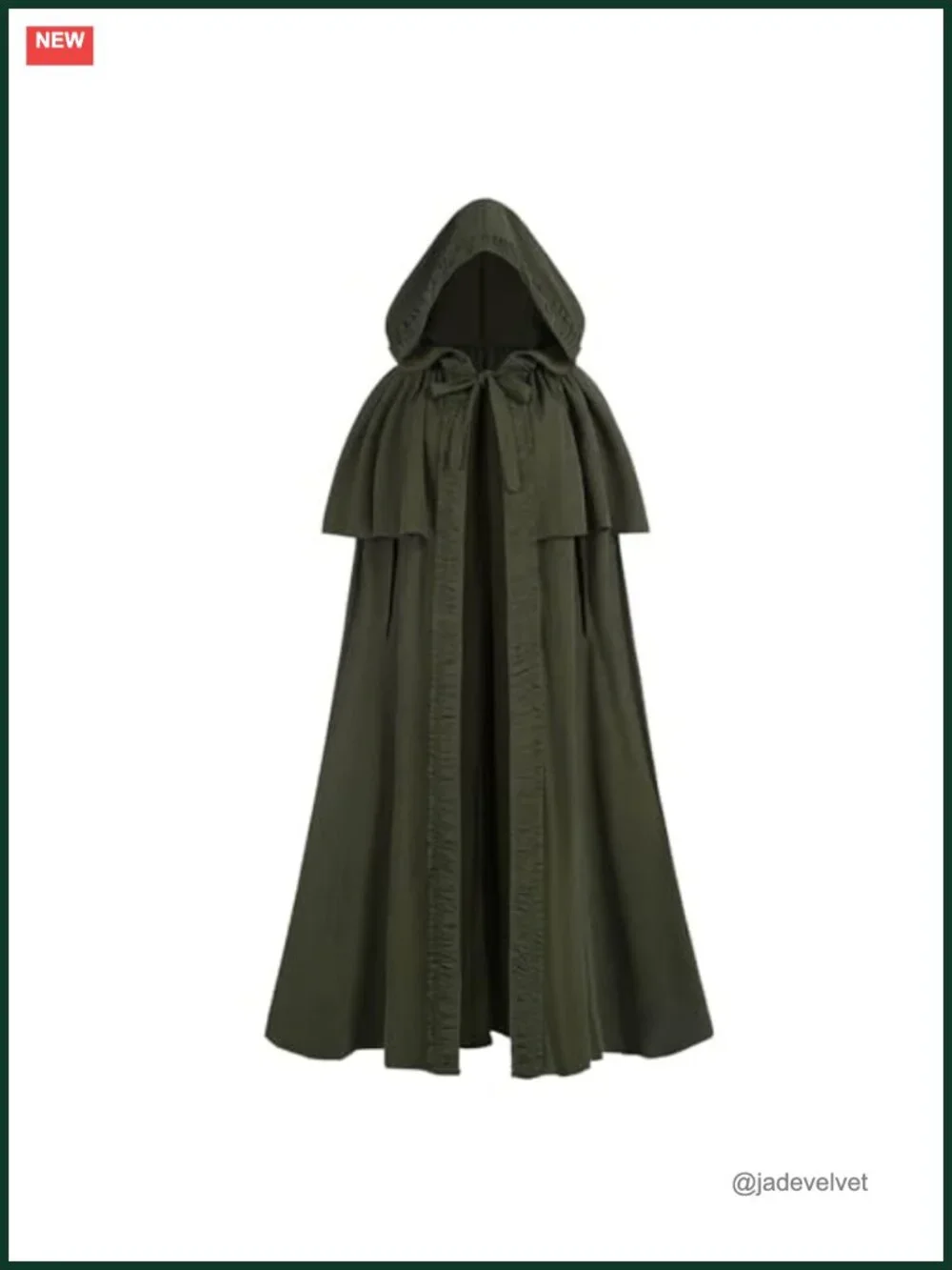 Faux Suede Hooded Cape Medieval Witch Costume Cosplay Cloak Adult